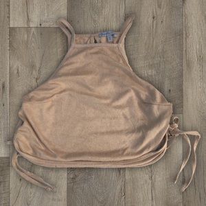 FINAL PRICE gold velvet lace up side crop top